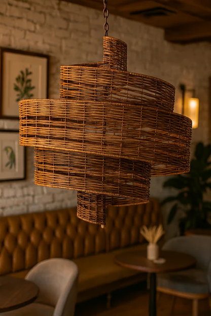 Anaka Handcrafted Rattan Spiral Chandelier