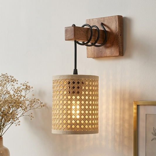 Handcrafted Rattan Wall Lamp Revanshi