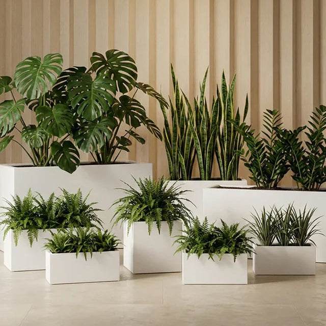 Rectangle Fiberglass Planter Rustic  Premium FRP