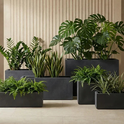 Rectangle Fiberglass Planter Rustic  Premium FRP