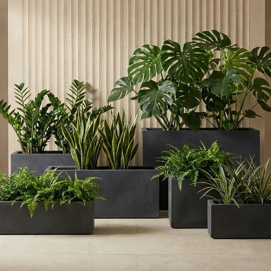 Rectangle Fiberglass Planter Rustic  Premium FRP