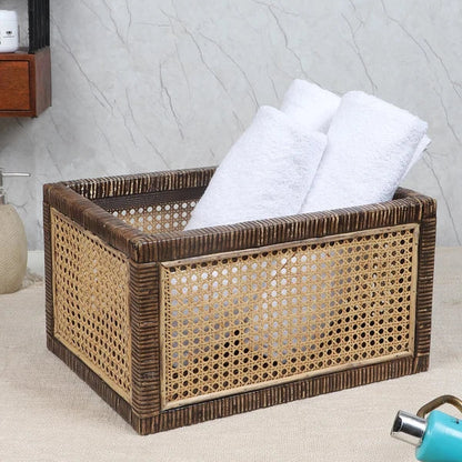 Rekha Handwoven Cane Webbing Storage Basket