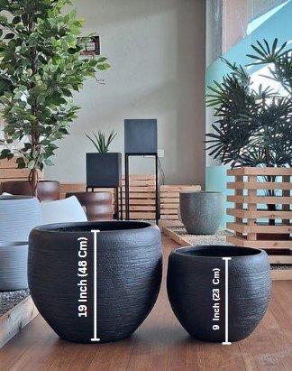 SOBRE Gray Round FRP Planter – Stylish Durable Design for Every Space