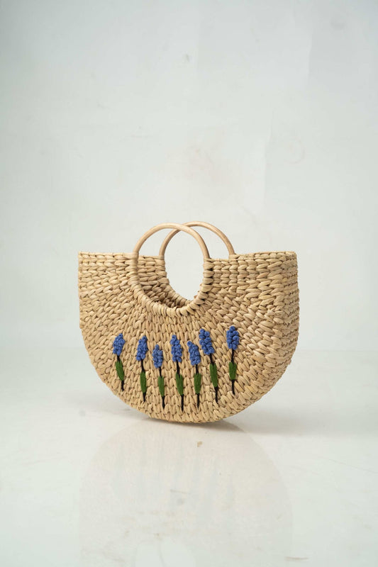 U-Shaped Handwoven Bag with Tree Embroidery