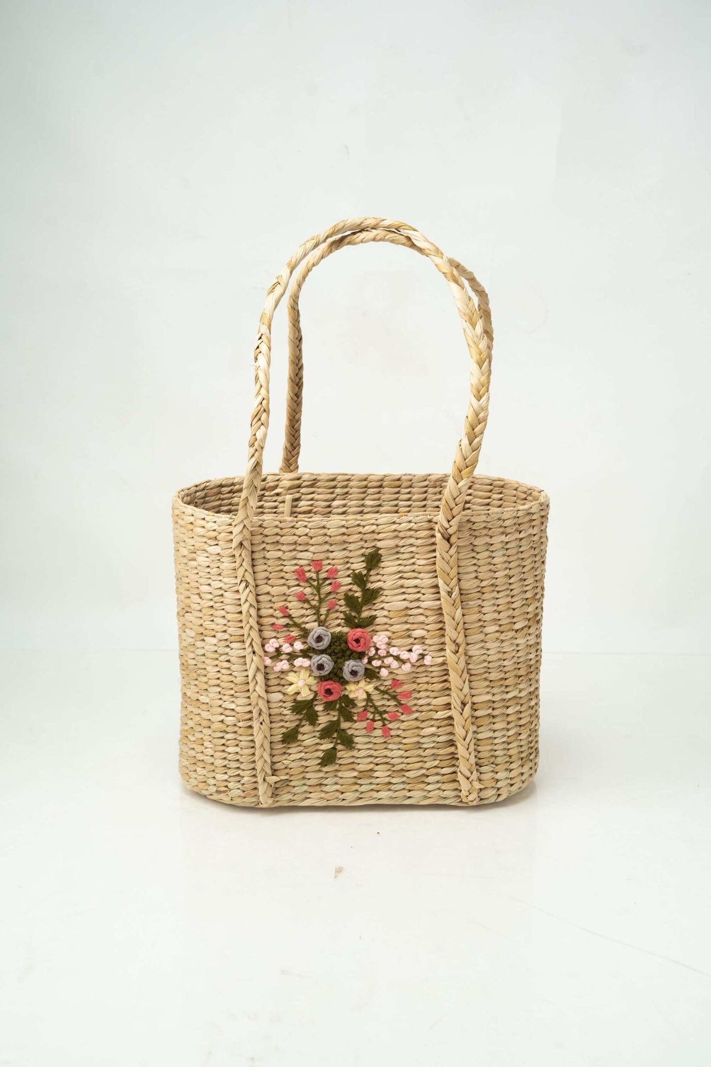 Fancy Handwoven Bag with Floral Embroidery