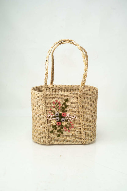 Fancy Handwoven Bag with Floral Embroidery
