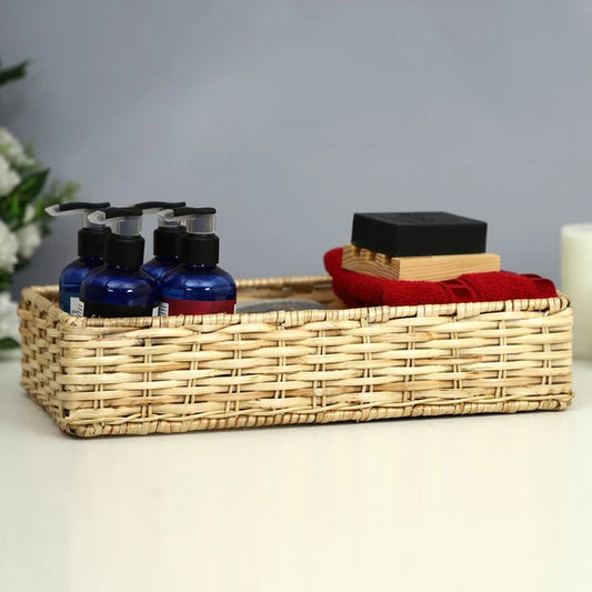 Saira Handwoven Wicker & Brass Storage Basket