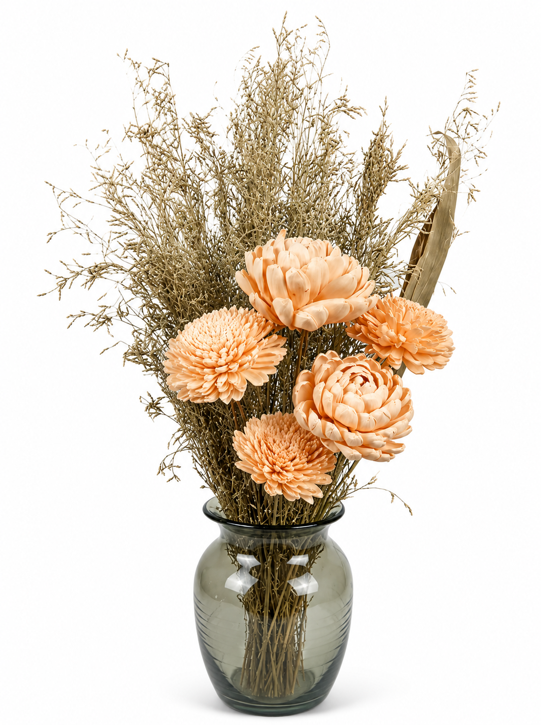 Salmon Sola Wood & Dried Wildflower Bouquet