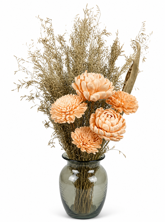 Salmon Sola Wood & Dried Wildflower Bouquet