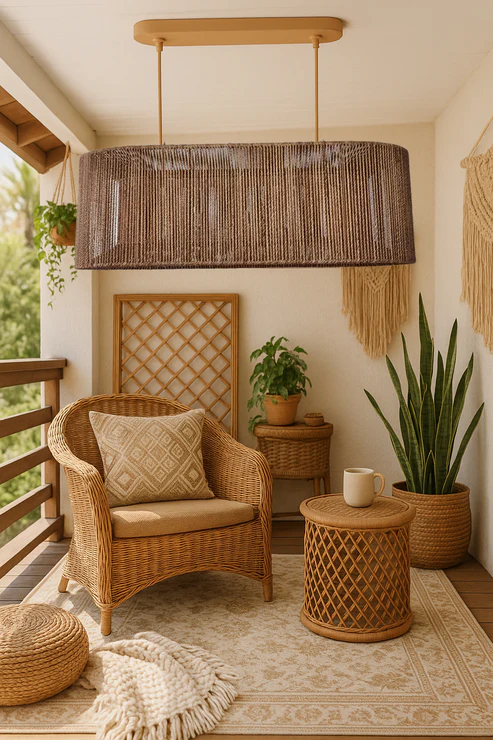 Saud Handcrafted Jute Rope Linear Chandelier