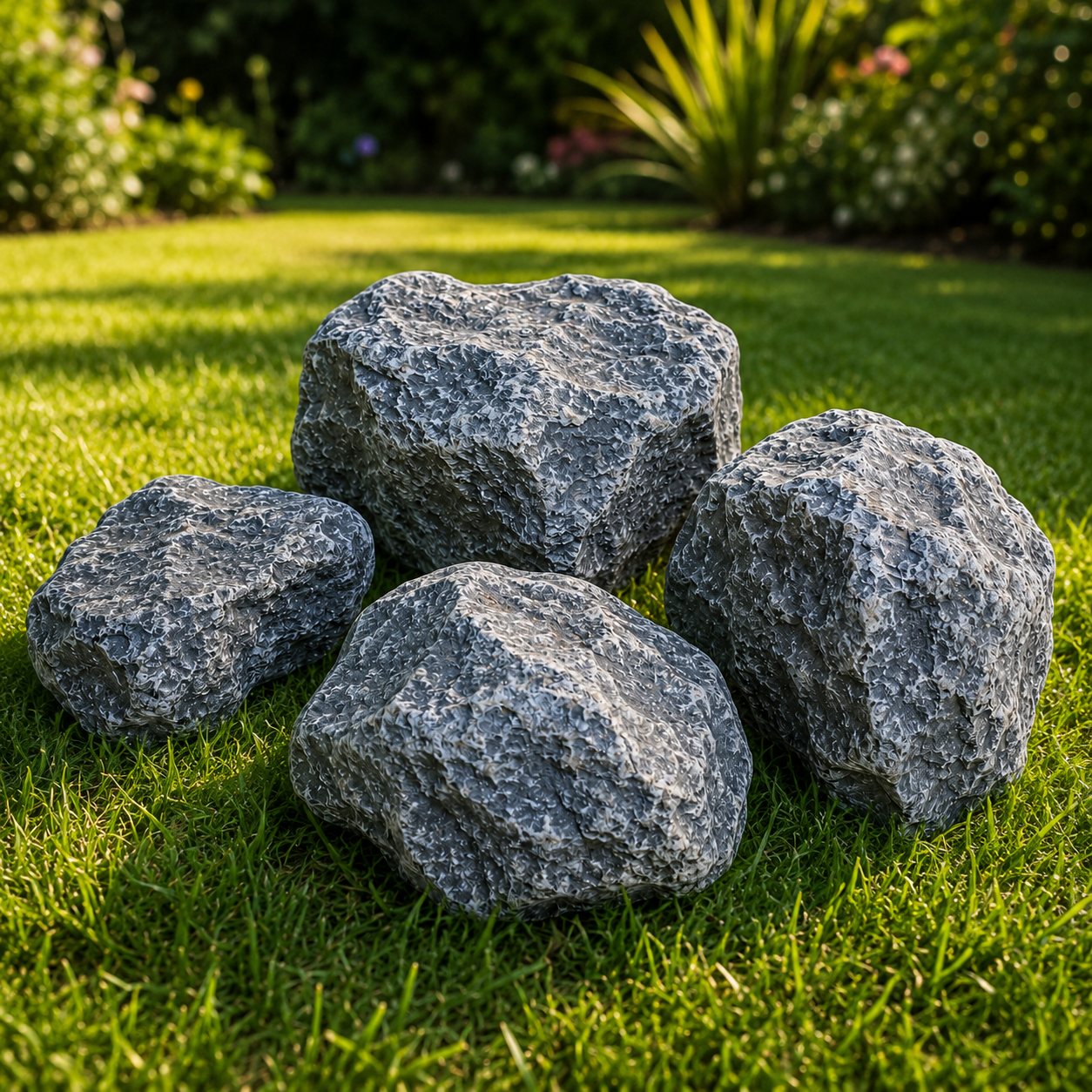 Set of 4 Decorative Landscape Rocks Varied Sizes