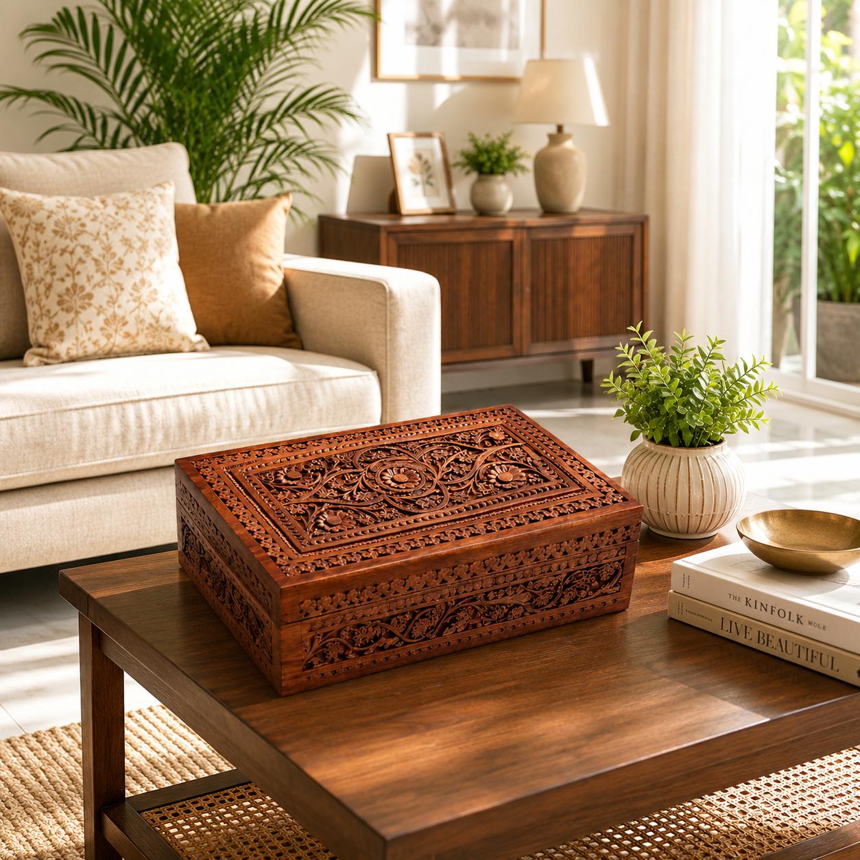 Premium Mughal Hand-Carved Sheesham Wood Box