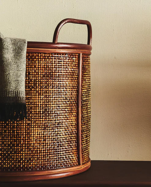 Shrishti Handcrafted Rattan Planter with Handles