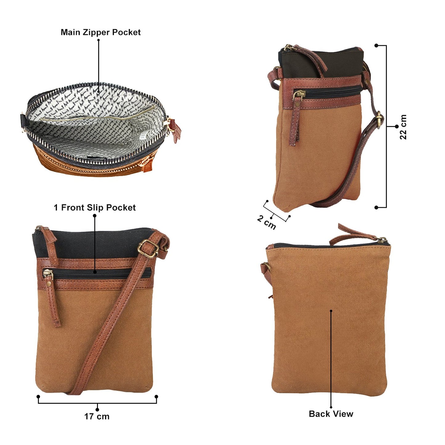 Artaflora – Canvas Small Messenger Crossbody Vintage Sling Bag with Stylish Design for Women