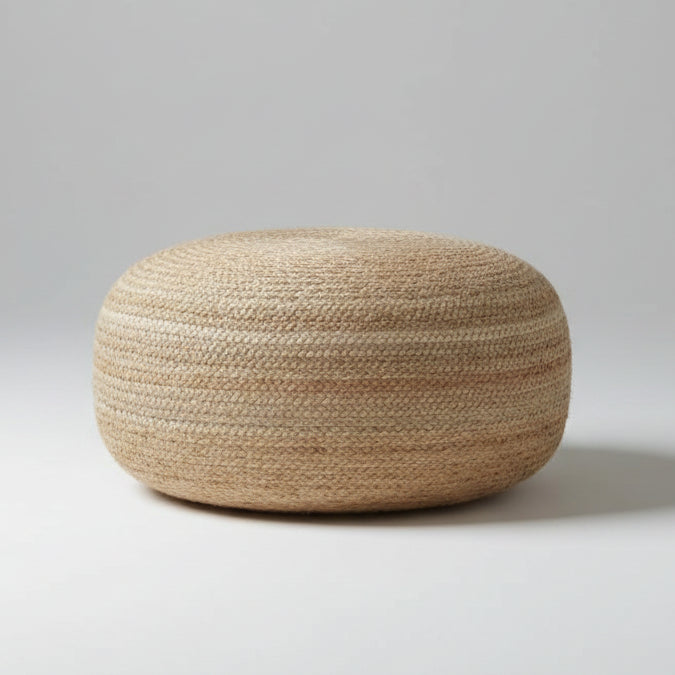 Handcrafted Natural Jute Pouffe Ottoman