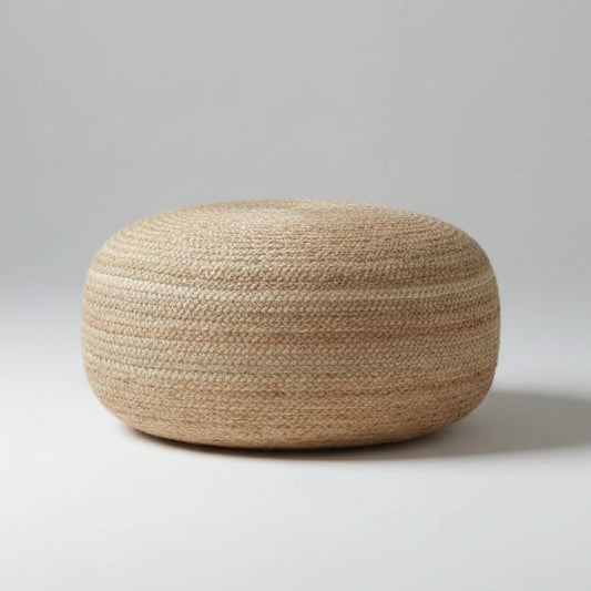 Handcrafted Natural Jute Pouffe Ottoman