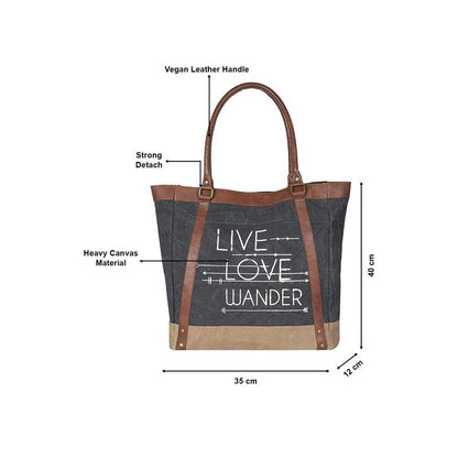 Large Canvas Zipper Tote Bag for Work & School - Black | Classic