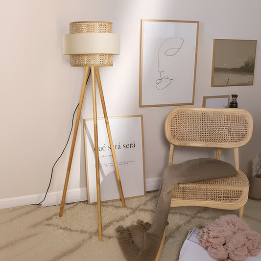 Lavanya Handcrafted Rattan Tripod Floor Lamp