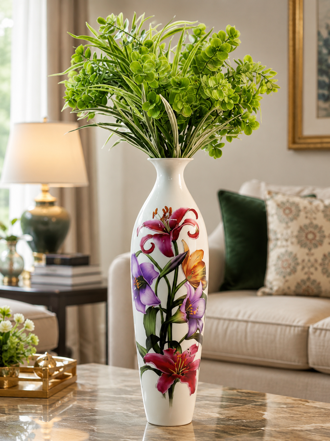 Glorious White Marble Ceramic Style Metal Vase