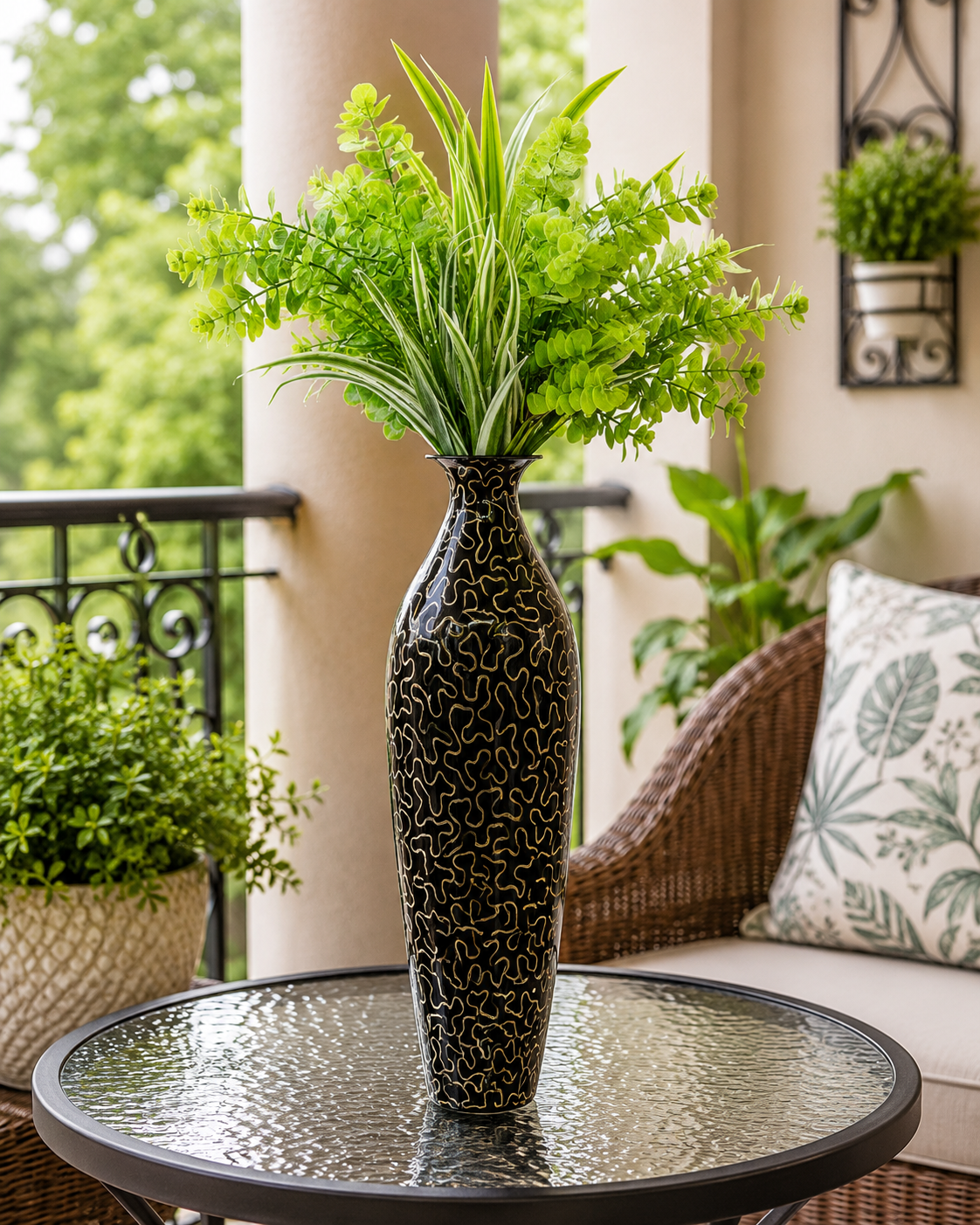 Glorious White Marble Ceramic Style Metal Vase