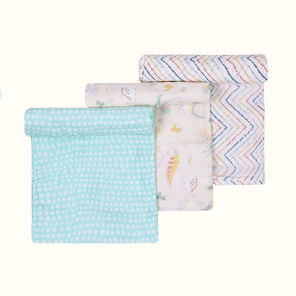 Muslin Swaddles – Set of 3 D for Dino