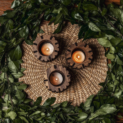 Chloe Pine Wood Tealight Candle Holder