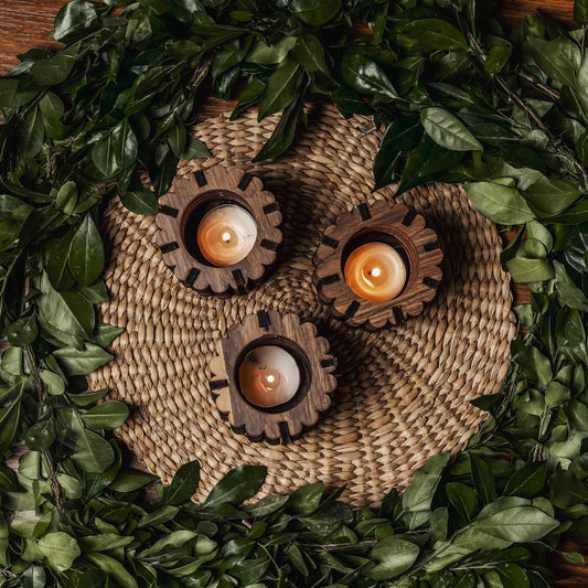 Chloe Pine Wood Tealight Candle Holder