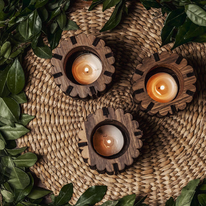 Chloe Pine Wood Tealight Candle Holder
