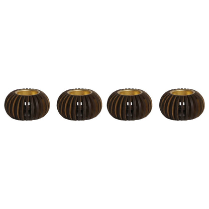 Cerra Pine Wood Tealight Candle Holder SET OF 4 | Cozy Bedroom & Spa Ambiance Decor
