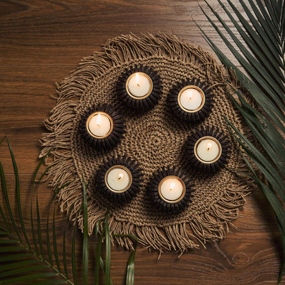 Cerra Wooden Tealight Holder Stand SET OF 6 | Elegant Holiday Dining Table Accent