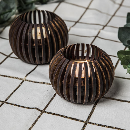 Ciana Pine Wood Tealight Candle Holder