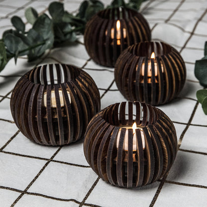 Ciana Wooden Tealight Holder Stand SET OF 4 | Eco-Friendly Meditation & Yoga Gift