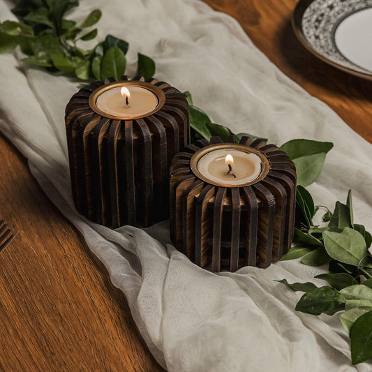 Celeste Pine Wood Tealight Candle Holder