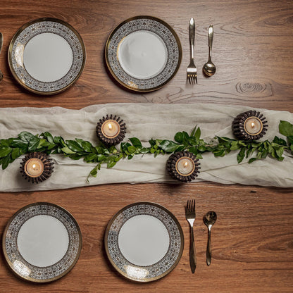 Celeste Rustic Pine Wood Candle Stand | Dinner Table Votive Centerpiece Set of 6