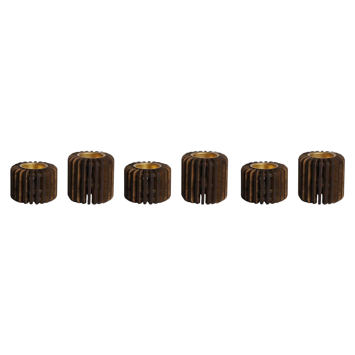 Celeste Rustic Pine Wood Candle Stand | Dinner Table Votive Centerpiece Set of 6