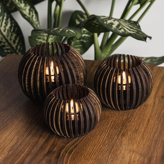 Cella Pine Wood Tealight Candle Holder