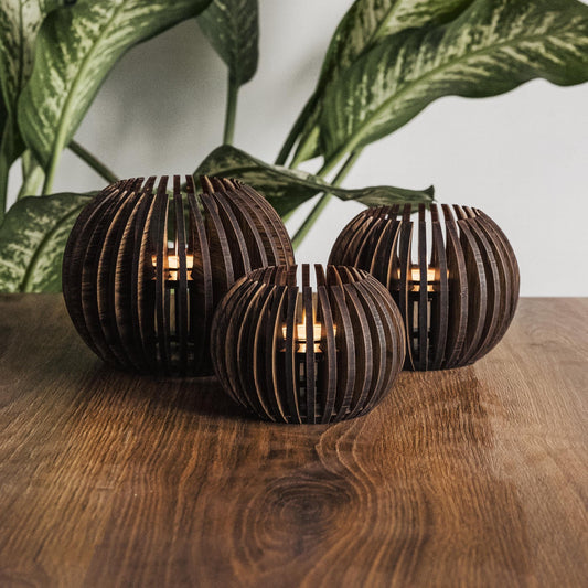 Cella Pine Wood Tealight Candle Holder