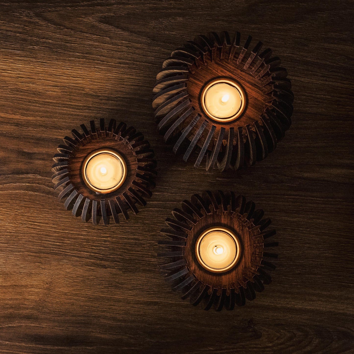 Cella Pine Wood Tealight Candle Holder