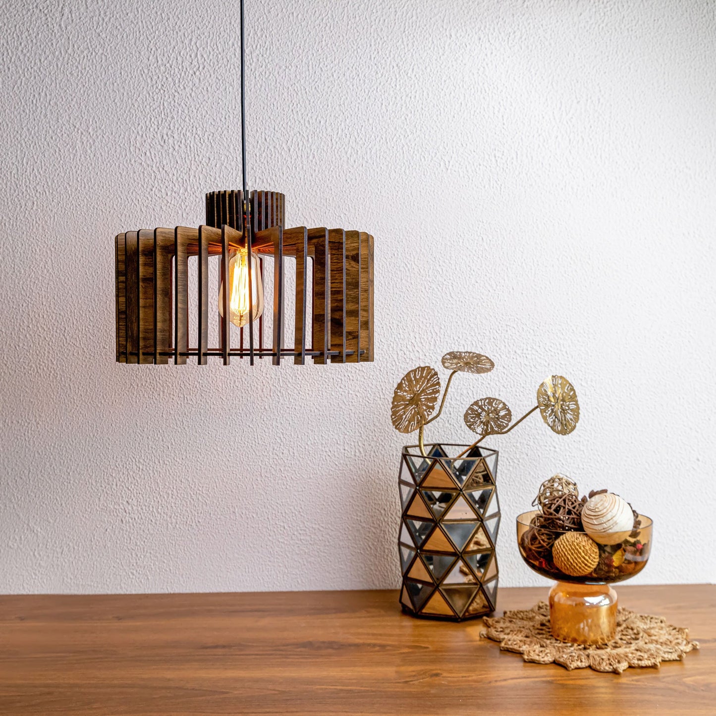 Cornet Pine Engineered Wood Ceiling Pendant Lamp