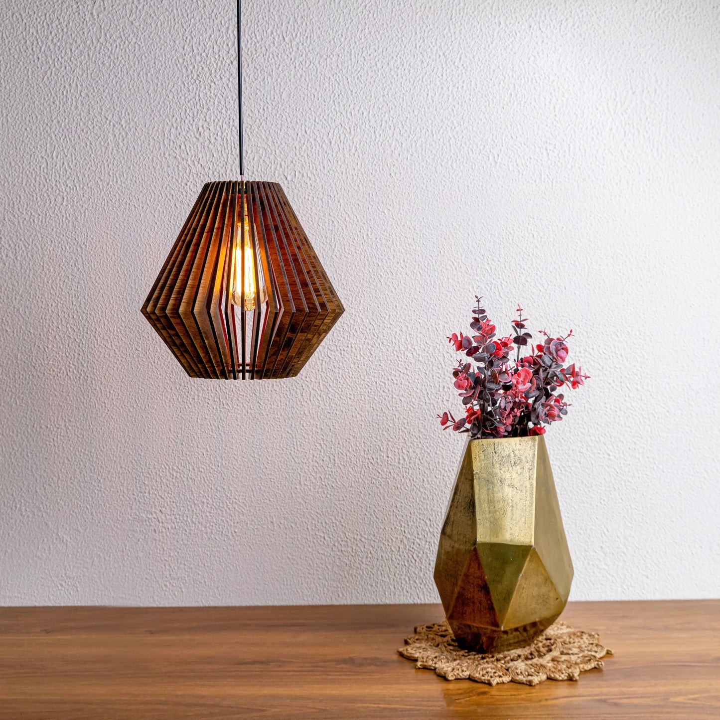 Cyan Pine Engineered Wood Ceiling Pendant Lamp