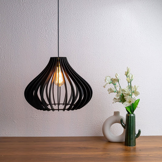 Cammy Black Engineered Wood Ceiling Pendant Lamp