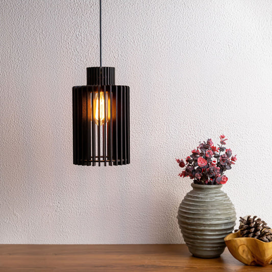 Caleb Black Engineered Wood Ceiling Pendant Lamp