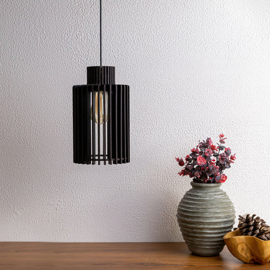 Caleb Black Engineered Wood Ceiling Pendant Lamp