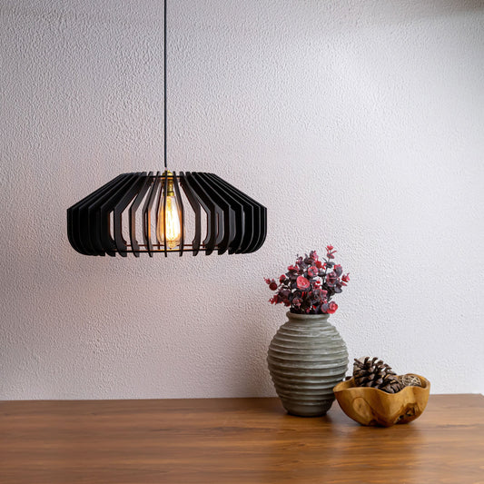 Cassa Black Engineered Wood Ceiling Pendant Lamp