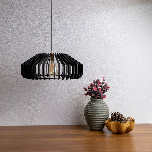 Cassa Black Engineered Wood Ceiling Pendant Lamp