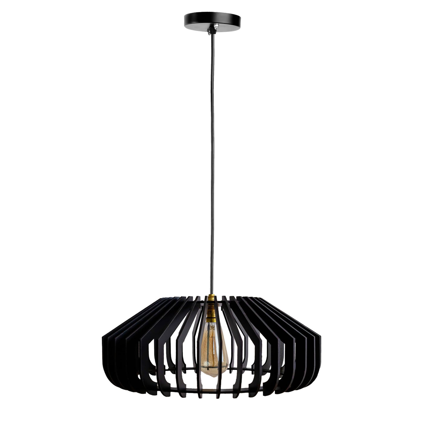 Cassa Black Engineered Wood Ceiling Pendant Lamp