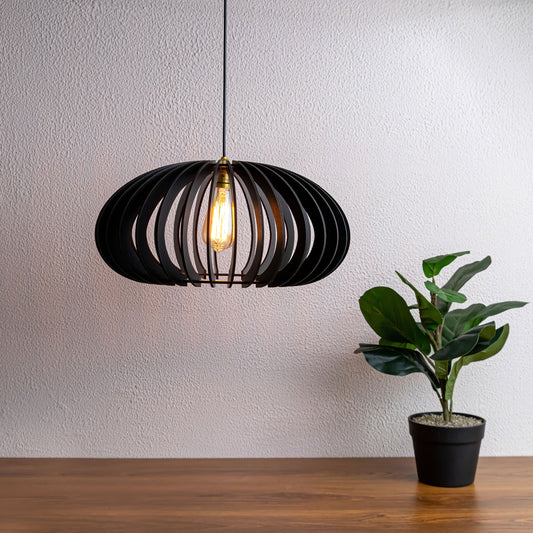 Cally Black Engineered Wood Ceiling Pendant Lamp