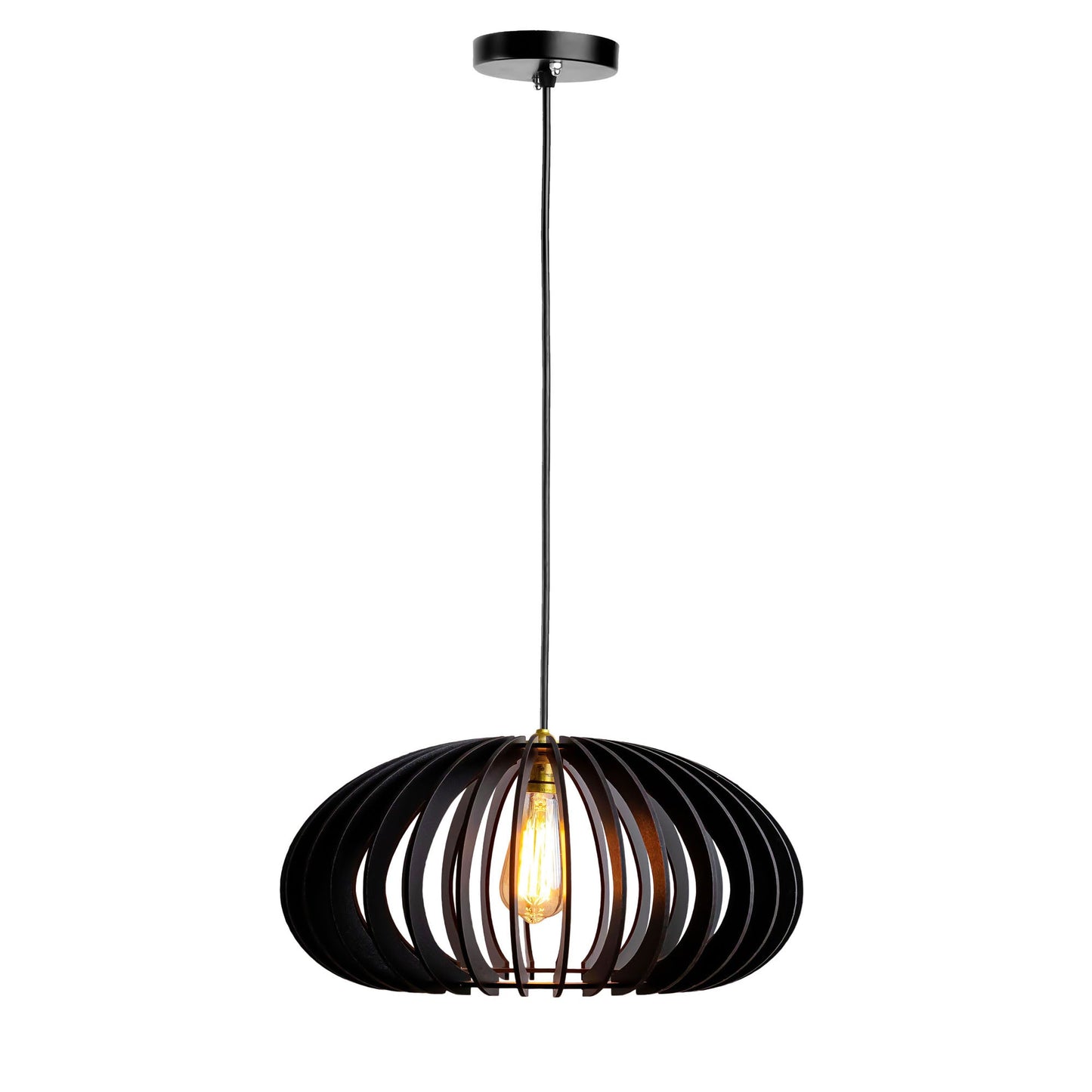 Cally Black Engineered Wood Ceiling Pendant Lamp
