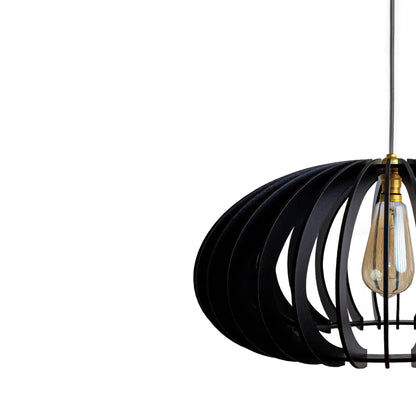 Cally Black Engineered Wood Ceiling Pendant Lamp