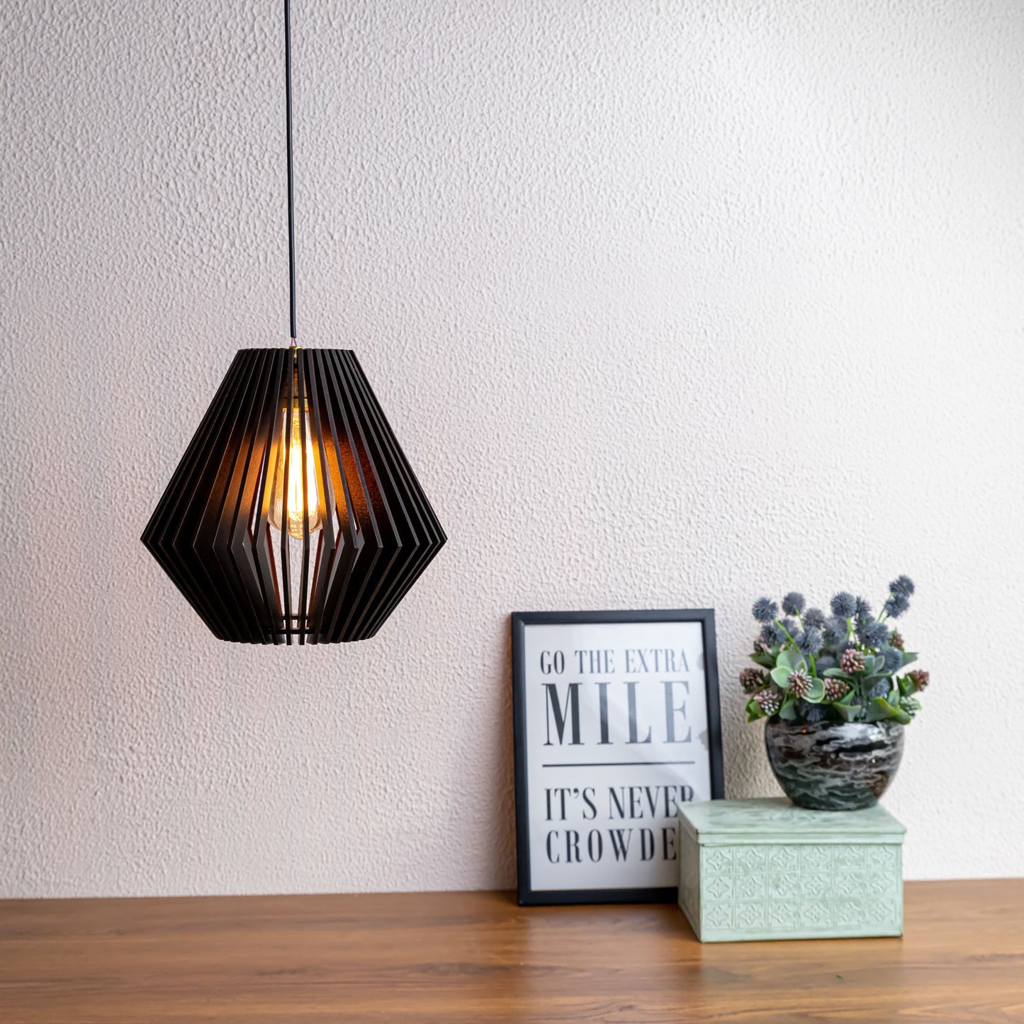 Canel Black Engineered Wood Ceiling Pendant Lamp
